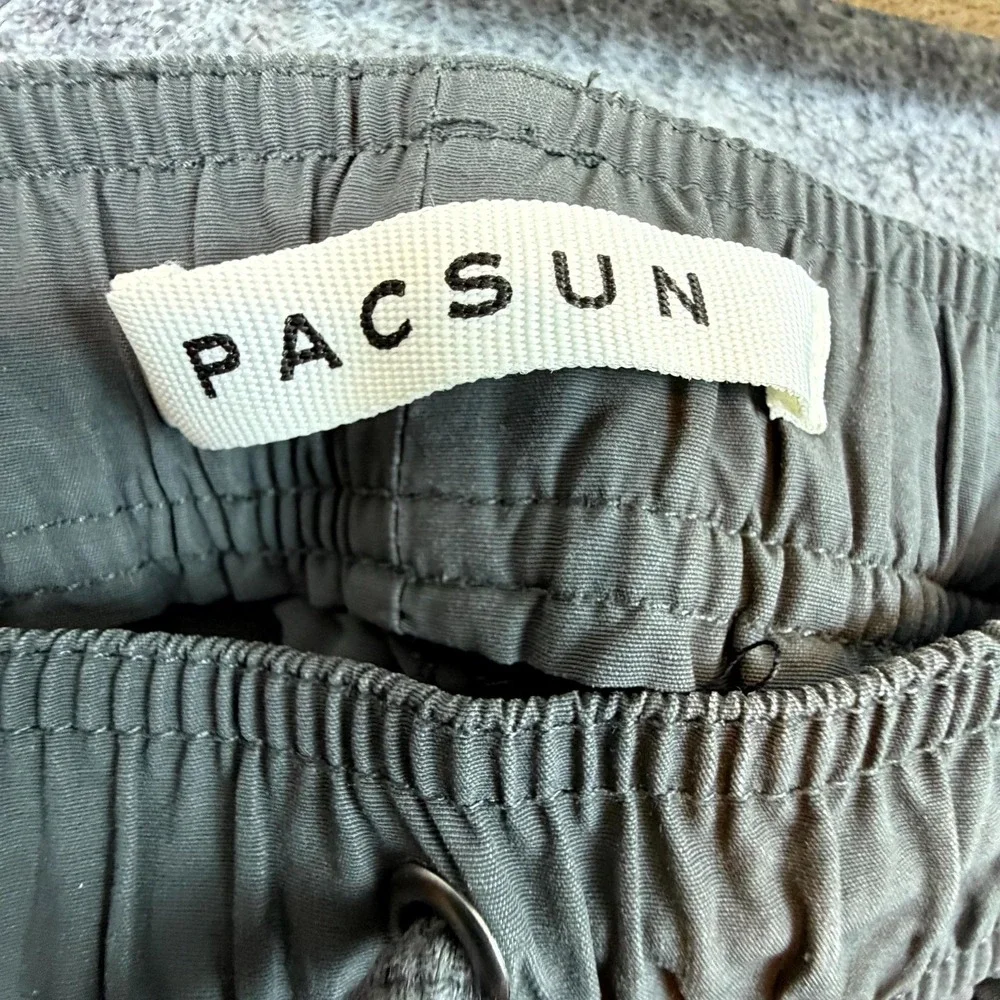 PacSun Baggy Pants Men Medium Gray Cargo Pocket Outdoor Hiking Drawstring Travel
